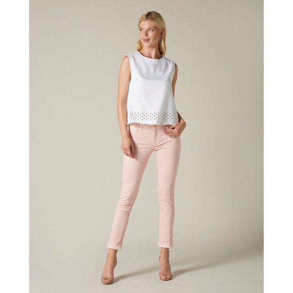 NEW 7 for All Mankind Pyper Mid Rise Straight Leg Jeans in Pink 27 - Picture 1 of 6